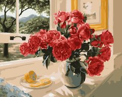 Картина за номерами "Троянди на подвіконні" 40*50 см