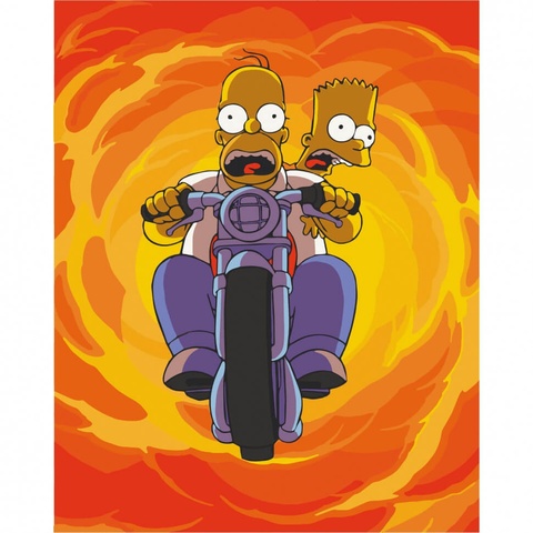 Картина за номерами "Гомер і Барт на байку" 40*50 см