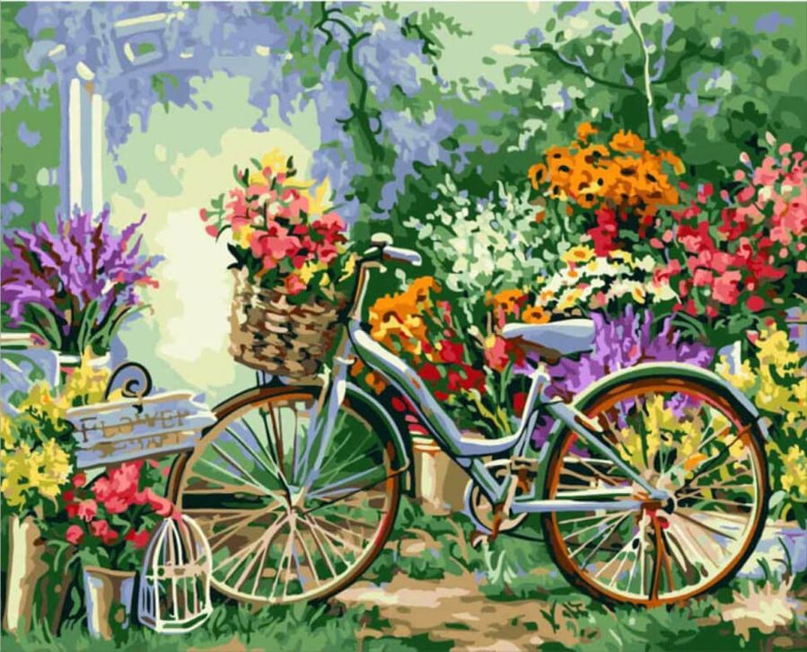 Картина за номерами "Велосипед у квітах" 40*50 см