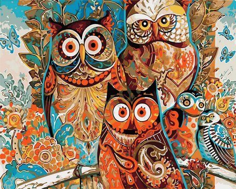 Картина за номерами "Яскраві сови" 40*50 см